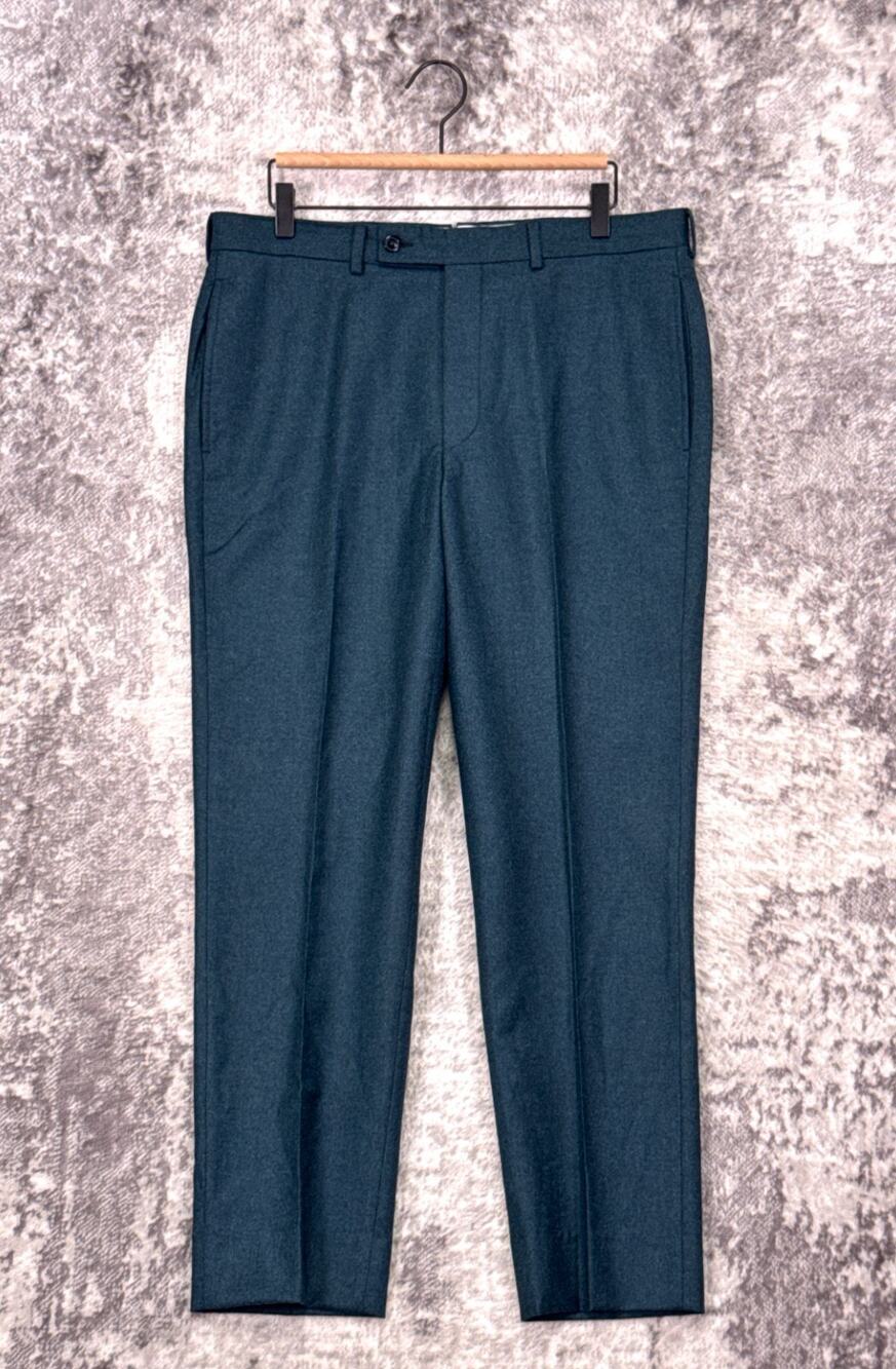 Paul Stuart Dress Pants 34 x 29 Mens Blue Cashmere Flannel Trouser Slim Straight